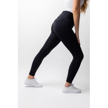 Calça de equitação Horze Leonie com grip integral feminina Marinho escuro Azul