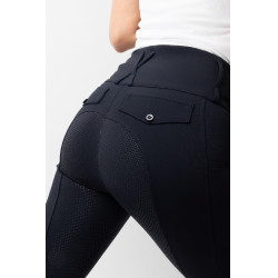 Calça de equitação Horze Leonie com grip integral feminina Marinho escuro Azul