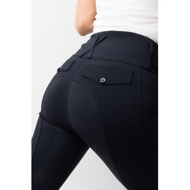 Calça de equitação Horze Leonie com grip integral feminina Marinho escuro Azul