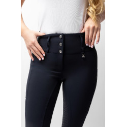 Calça de equitação Horze Leonie com grip integral feminina Marinho escuro Azul