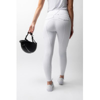 Calça de equitação Horze Leonie com grip integral feminina Branco brilhante Calça de equitação Horze Leonie com grip integral feminina Branco brilhante