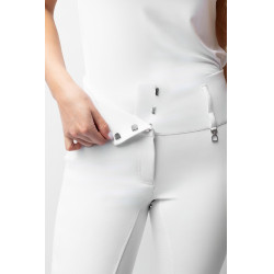 Calça de equitação Horze Leonie com grip integral feminina Branco brilhante