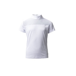 Polo de competição Horze Kaya infantil com strass Branco brilhante