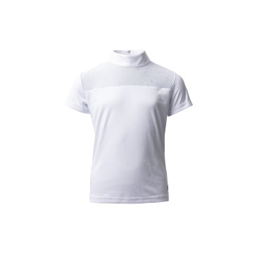 Polo de competição Horze Kaya infantil com strass Branco brilhante
