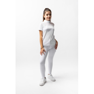Polo de competição Horze Kaya infantil com strass Branco brilhante Polo de competição Horze Kaya infantil com strass Branco brilhante