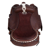 Sela western Lakota com aba redonda gravada e fio de prata Castanho Sela western Lakota com aba redonda gravada e fio de prata Castanho