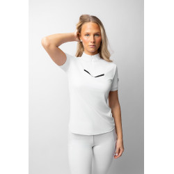 Camisa de competição brilhante Horze Taylor feminina Branco brilhante Camisa de competição brilhante Horze Taylor feminina Branco brilhante