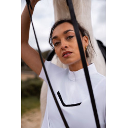 Camisa de competição brilhante Horze Taylor feminina Branco brilhante Camisa de competição brilhante Horze Taylor feminina Branco brilhante