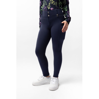 Calça de equitação Horze Mira infantil com grip integral Abertura Calça de equitação Horze Mira infantil com grip integral Abertura