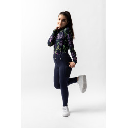 Calça de equitação Horze Mira infantil com grip integral Abertura Azul-marinho