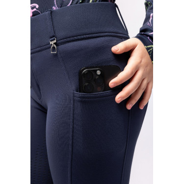 Calça de equitação Horze Mira infantil com grip integral Abertura Calça de equitação Horze Mira infantil com grip integral Abertura