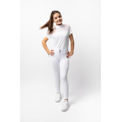 Calça de equitação Horze Mira infantil com grip integral Branco brilhante Calça de equitação Horze Mira infantil com grip integral Branco brilhante