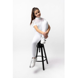 Calça de equitação Horze Mira infantil com grip integral Branco brilhante Calça de equitação Horze Mira infantil com grip integral Branco brilhante