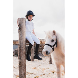Calça de equitação Horze Mira infantil com grip integral Branco brilhante Calça de equitação Horze Mira infantil com grip integral Branco brilhante