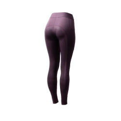 Legging de equitação Horze Maia com fundo completo feminino Ameixa preta Violeta