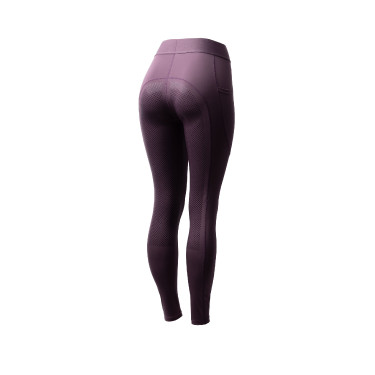 Legging de equitação Horze Maia com fundo completo feminino Ameixa preta Violeta