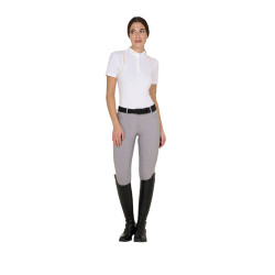 Calça feminina com grip integral Aria em tecido técnico Equestro Cinza Gelo Cinzento