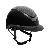 Capacete de luxo com viseira larga e strass homologado EN 1384-2023 Equestro Preto / prata