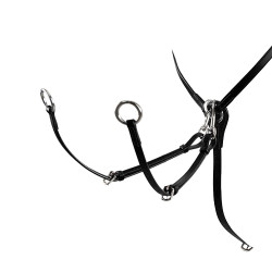 Peitoral de couro ajustável Equestro Preto