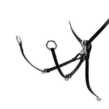 Peitoral de couro ajustável Equestro Preto
