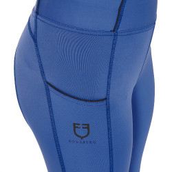 Legging justo para menina com grip e logótipo Equestro Azul sodalita