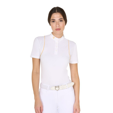 Polo de competição Feminino de Mangas Curtas com Botões Equestro Polo de competição Feminino de Mangas Curtas com Botões Equestro
