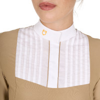Polo de competição feminino de mangas compridas com pregas em algodão Equestro Incenso Bege Polo de competição feminino de mangas compridas com pregas em algodão Equestro Incenso Bege