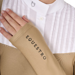 Pólo de competição Feminino de Manga Comprida com Strass Equestro Bege