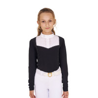 Polo de competição feminino com strass Equestro Camafeu rosa Polo de competição feminino com strass Equestro Camafeu rosa