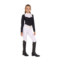 Polo de competição feminino com strass Equestro Preto