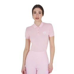 Polo de treino ajustado em tecido respirável feminino Equestro Bailarina / branco antigo Rosa