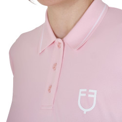 Polo de treino ajustado em tecido respirável feminino Equestro Bailarina / branco antigo Rosa