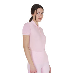 Polo de treino ajustado em tecido respirável feminino Equestro Bailarina / branco antigo Rosa