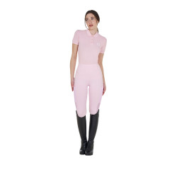 Polo de treino ajustado em tecido respirável feminino Equestro Bailarina / branco antigo Rosa