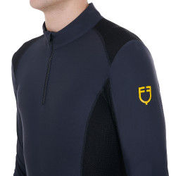 Polo de treino ajustado de mangas compridas masculino Equestro Blazer marinho Azul-marinho