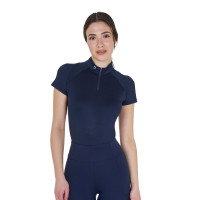 Polo de treino técnico ajustado com zíper feminino Equestro Blazer marinho Azul-marinho