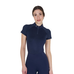 Polo de treino técnico ajustado com zíper feminino Equestro Blazer marinho Azul-marinho