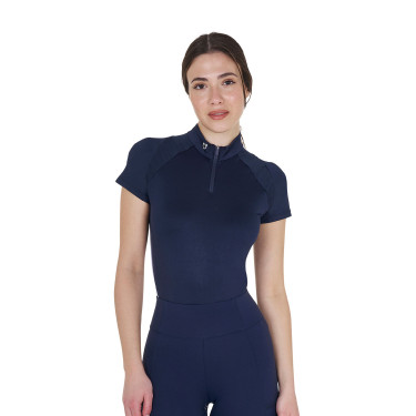 Polo de treino técnico ajustado com zíper feminino Equestro Blazer marinho Azul-marinho