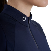 Polo de treino técnico ajustado com zíper feminino Equestro Blazer marinho Azul-marinho