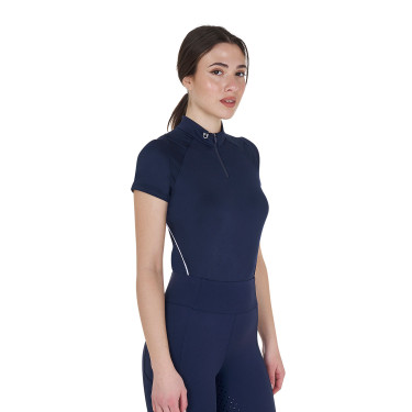 Polo de treino técnico ajustado com zíper feminino Equestro Blazer marinho Azul-marinho