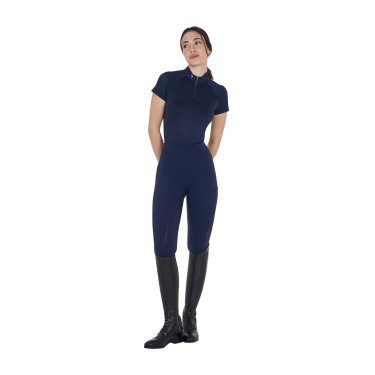 Polo de treino técnico ajustado com zíper feminino Equestro Blazer marinho Azul-marinho