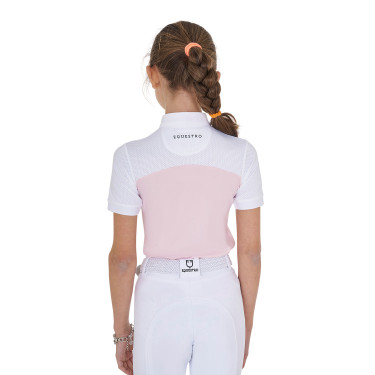 Polo Feminino de Concurso com Mangas Curtas e Botões com Mesh Equestro Polo Feminino de Concurso com Mangas Curtas e Botões com Mesh Equestro