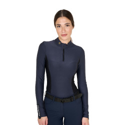 Polo Técnico de Treinamento Feminino de Manga Longa Equestro Blazer marinho Azul-marinho