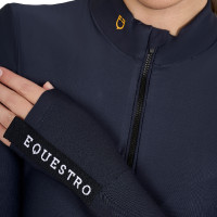Polo Técnico de Treinamento Feminino de Manga Longa Equestro Blazer marinho Azul-marinho