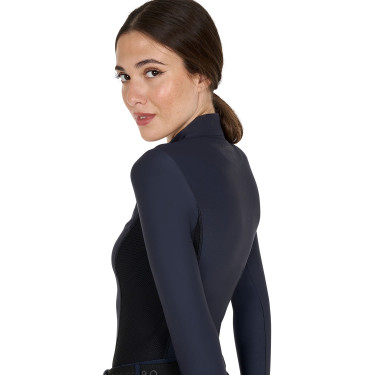 Polo Técnico de Treinamento Feminino de Manga Longa Equestro Blazer marinho Azul-marinho