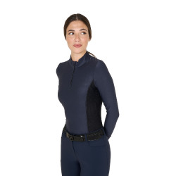 Polo Técnico de Treinamento Feminino de Manga Longa Equestro Blazer marinho Azul-marinho
