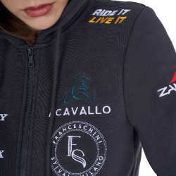 Moletom com capuz feminino com multi-logotipo novo Equestro Asfalto Cinzento