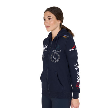 Moletom com capuz feminino com multi-logotipo novo Equestro Blazer marinho Azul-marinho