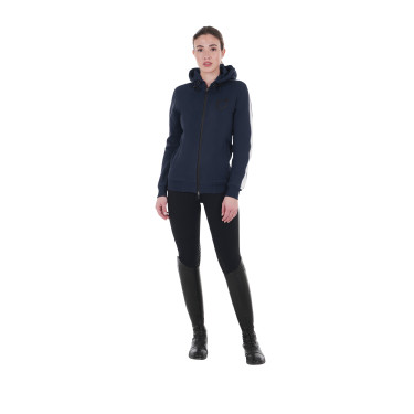 Sweatshirt com capuz Equestro feminino com zíper Blazer marinho Azul-marinho