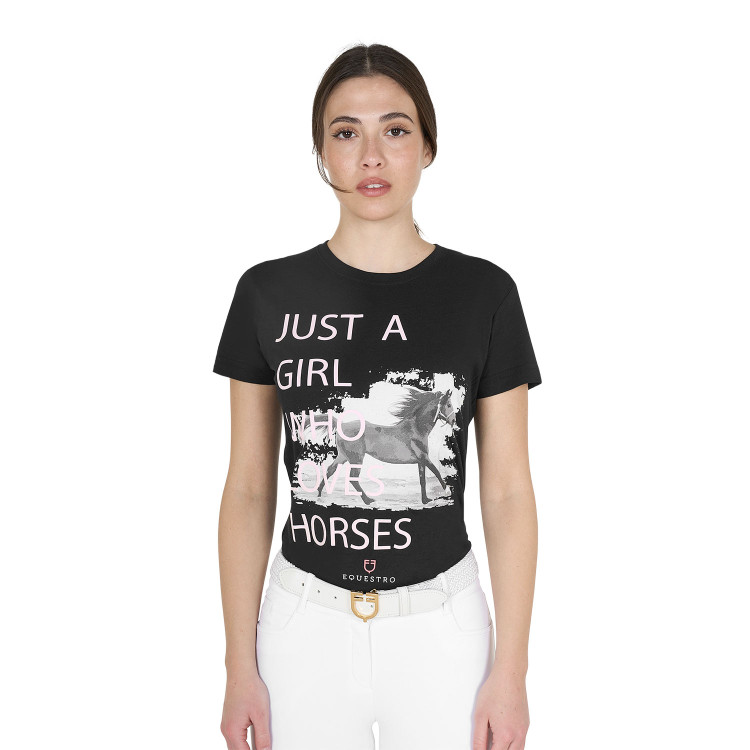 Camiseta de algodão Equestro feminina Horse Lover